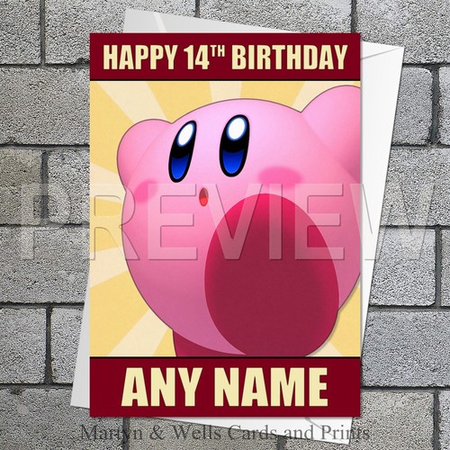 Kirby birthday card 5x7 - birthday, card.