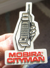 VINTAGE 1980s MOBIRA CITYMAN 900 nokia MOBILE PHONE rare promotional pin BADGE