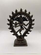 Dancing Shiva Nataraja Circle Of Flames Bronze Statue 6.5in 0.5kg