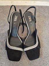 Zara | Womens Suede Heeled Shoes | Black | Size 4 / 37 | Brand New | Stilettos