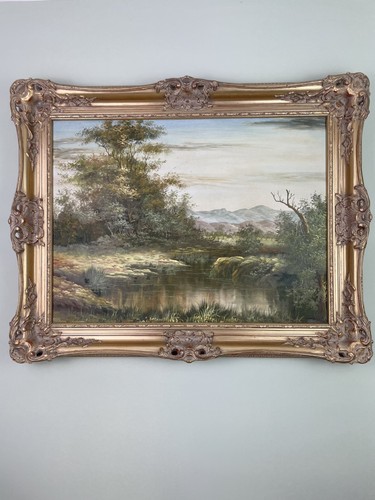 Large vintage framed landscape - large,