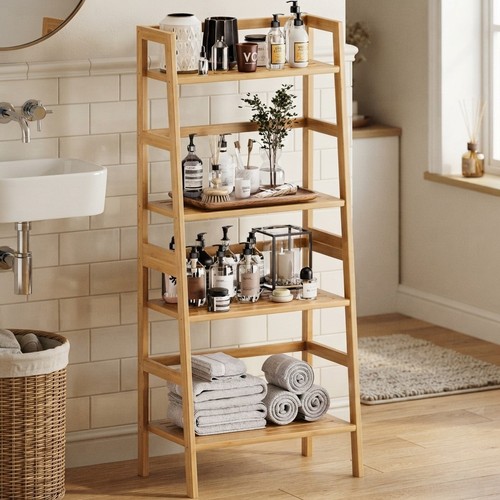 Natural bamboo leaning tier - bamboo,