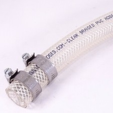 Heavy Duty Braided Clear PVC Hose Pipe - Water Air Fuel + 2 Stainless Tube Clips