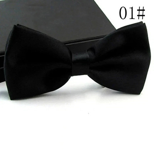 Black bow tie adjustable satin - bow,