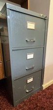 Vintage 3 Drawer Grey Filing Cabinet