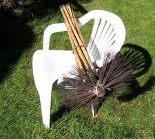 Vintage Bamboo Chimney Sweep's Brush Set - 10 x poles brass ferrules & 15" brush