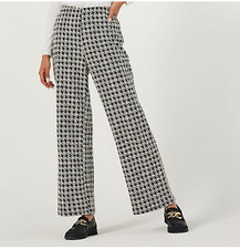 Kim & Co Jaquard Boucle Wide Leg Houndstooth Standard Trousers size small new