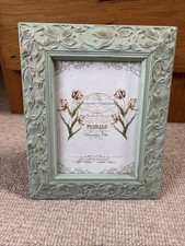 Sheffield Home 7x5” Picture Photo Frame Duck Egg Green Wooden Floral Design