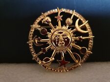 Celestial Brooch Pin Sun Gold Tone Jewellery - Wiccan - Astrology 