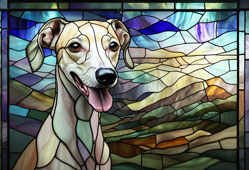 Whippet faux stained glass - faux,