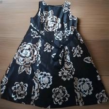 Bon Marche Ladies Black Floral Midi Dress,Belt UK 24,Special occasion C48"L47.5"