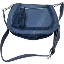 Hobbs Navy Saddle Bag Leather Crossbody Adjustable Strap 4187