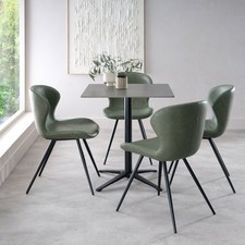 Baxter Grey Ceramic Square Bistro Table with Black Base