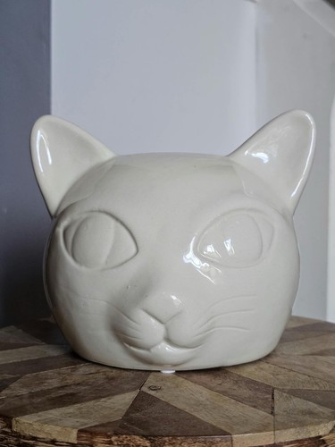 Ceramic white glazed - white, cat