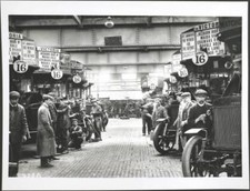 Rows of London buses in the