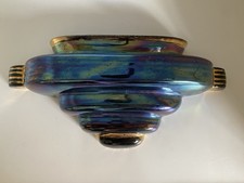 Art Deco Wall Pocket By Sadler - Iridescent blue/purple