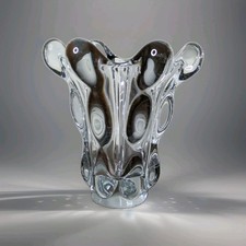 Vintage Art Deco Lead Crystal Vase  'Giraffe Head' Art Glass Vannes Style 