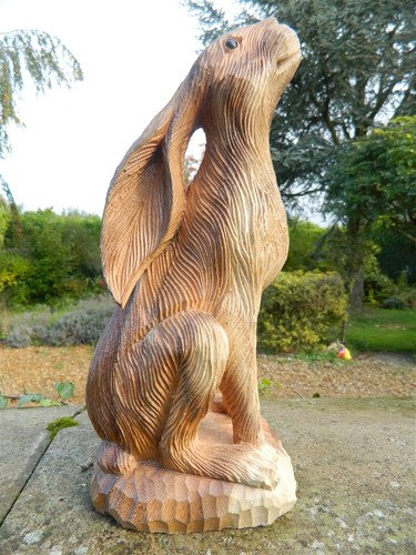 Wooden hare carving - carving, large
