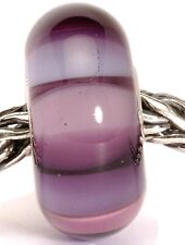 Authentic Trollbeads Purple Stripes Glass Bead 61333 Charm Bracelet Collectible