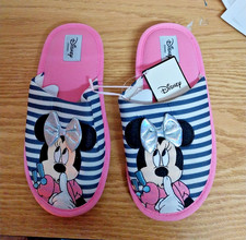 Disney Minnie Mouse Ladies Slippers Slip On Mules Home Indoor Warm Cosy Shoes