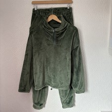 Anyday John Lewis Green Fluffy Fleece Pyjama Set Top & Bottoms Size S