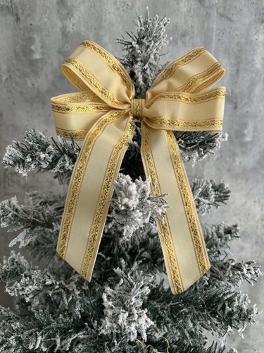 Cream gold christmas bow - gold, tree
