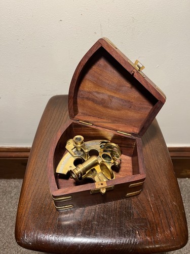 Vintage brass sextant - brass,