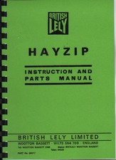 British Lely "Hayzip" Hay Tedder Windrower Instruction Parts Manual Book