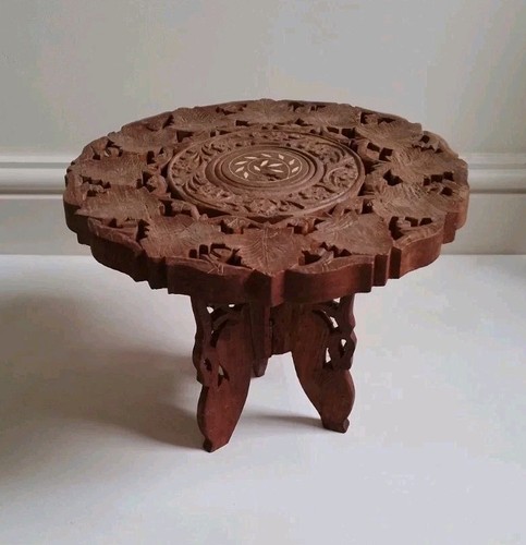 Vintage indian wooden side - vintage,