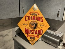 Stunning Vintage Enamel Advertising Sign Colman’s Bull’s Head Mustard 27 X 20.5