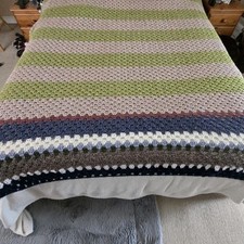 NEW LARGE HAND MADE CROCHET BLANKET .
