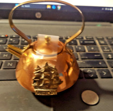 Miniature Copper And Brass Teapot/kettle  WITH VICTORY SHIP  FREE POST U K