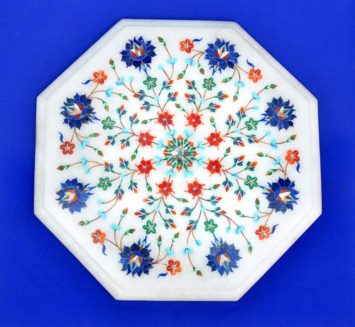 White marble inlay table - marble,