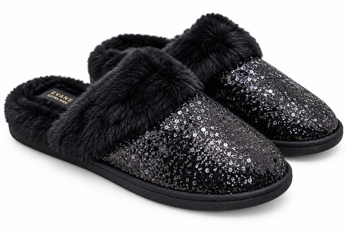 Evans black glitter mule - evans,
