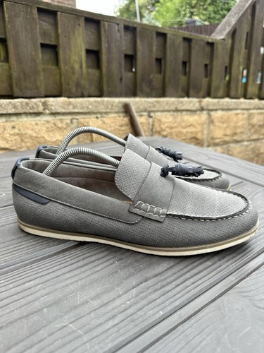 Burtons blue grey loafers - burtons,