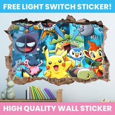 POKEMON HOLE IN WALL STICKER PERSONALISED DECAL DECOR KIDS BEDROOM DECORATION
