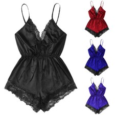 Womens Ladies Satin Silk Lace