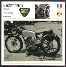 1936 Magnat-Debon 350cc BCP Four-Bearing Motorcycle Photo Spec Sheet Info Card