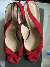 Hobbs Red Suede Peep Toe