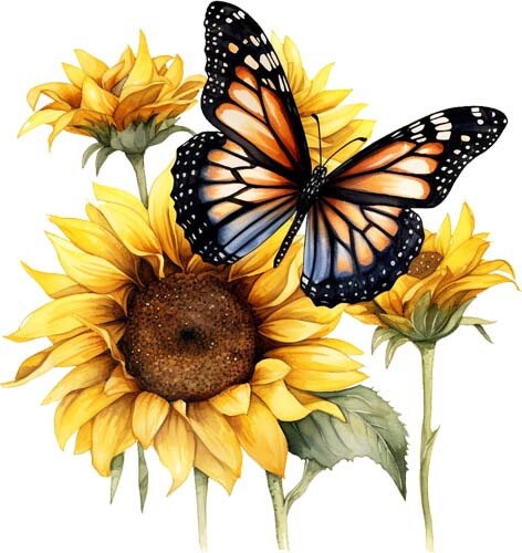 Colourful sunflower butterfly - colourful,