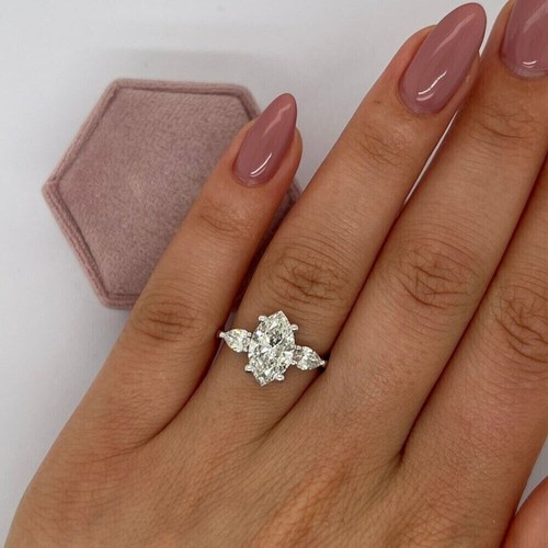 14k white gold plated marquise - white,