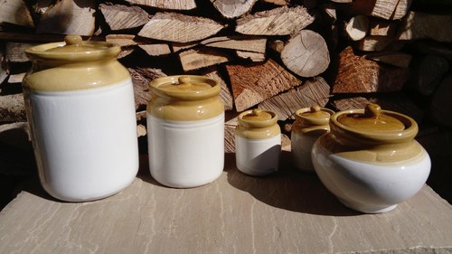 Glazed stoneware storage jar - stoneware,