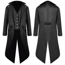 Men's Victorian Halloween Costume Steampunk Coat Gothic Jacket Medieval Tailcoat