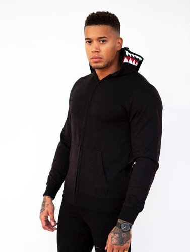 Mens hoodie shark black - shark, large
