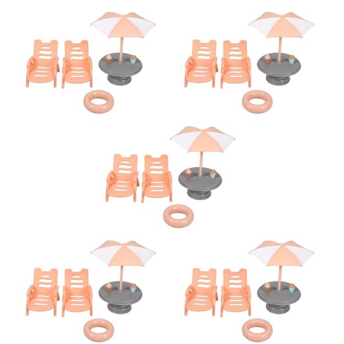 5sets miniature beach - beach, chair