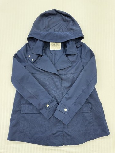 Zara basic navy hooded - hooded, trench