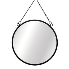 Black Gold Hanging Chain Wall Mirror Circle Hexagon Contemporary Retro Loft 