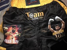 Adam And Hassan Azim Duel Signed Custom Boxing Shorts