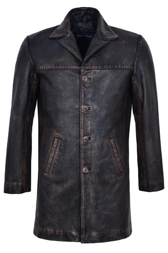 Men real leather coat - men's,