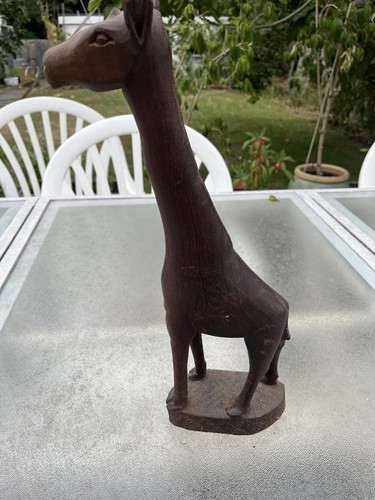 Vintage wooden carved giraffe - wooden,